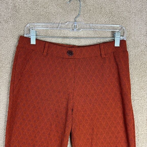 Betabrand Dress Yoga‎ Pants Petite Medium Rust Jacquard Diamond Pull On Straight - Picture 3 of 12